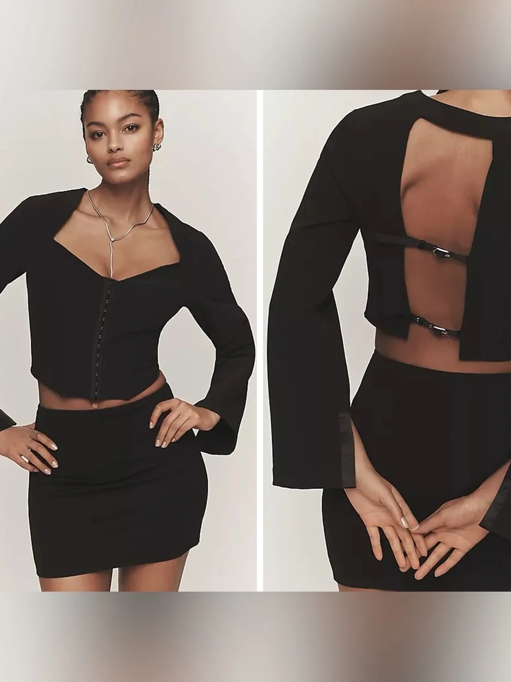 Rare to find By Anthropologie Open-Back Tuxedo Top Sz XL NWT
